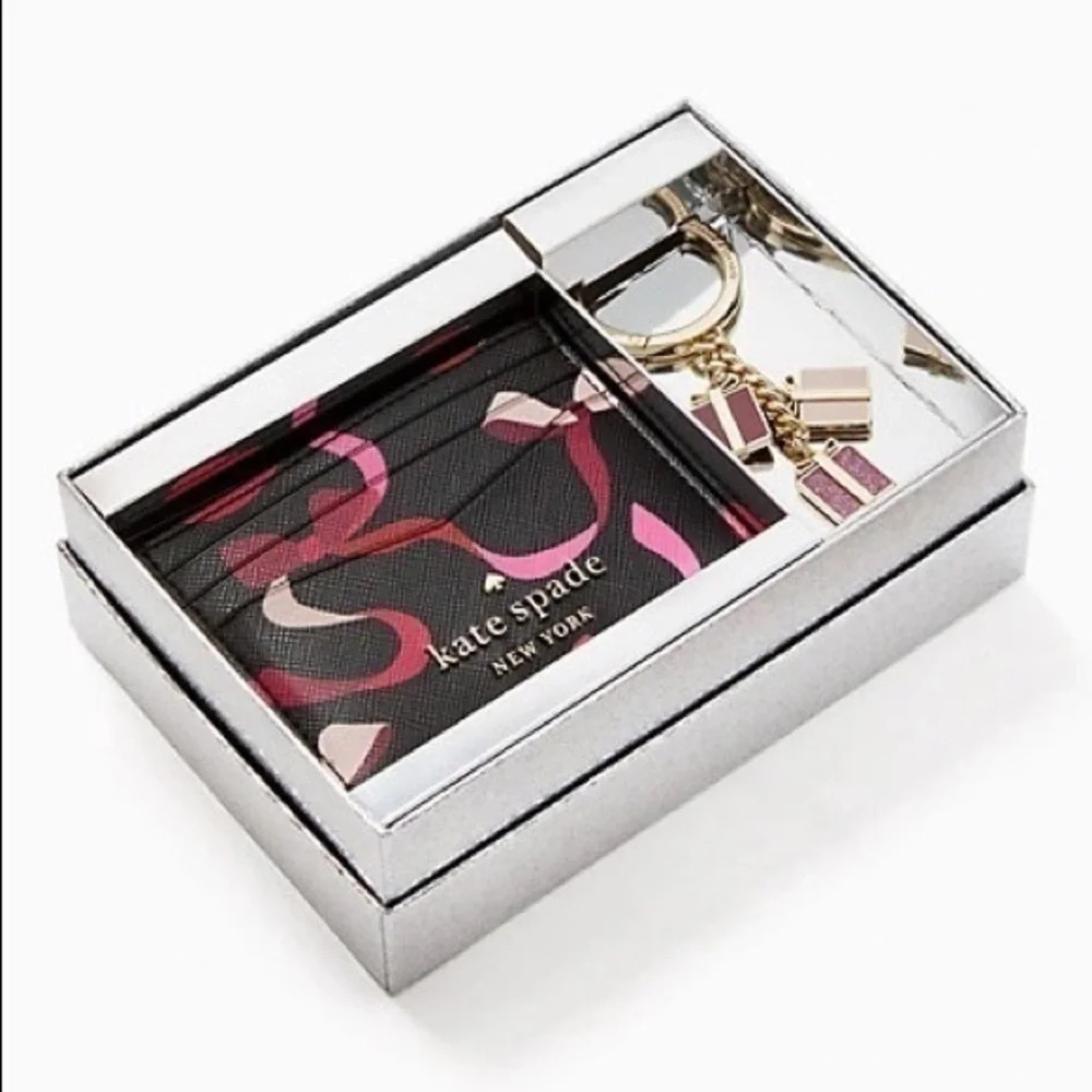 Kate Spade Card Holder & Keychain Gift Set PVC Logo Boxed NWT - Picture 6 of 6